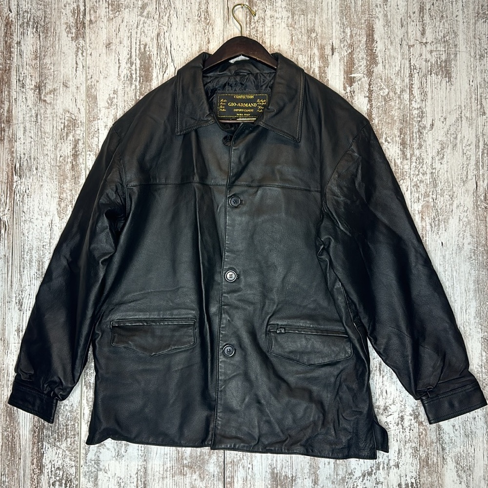 GIO-ARMAND Confection Genuine Leather Blazer Adult XL Black Jacket